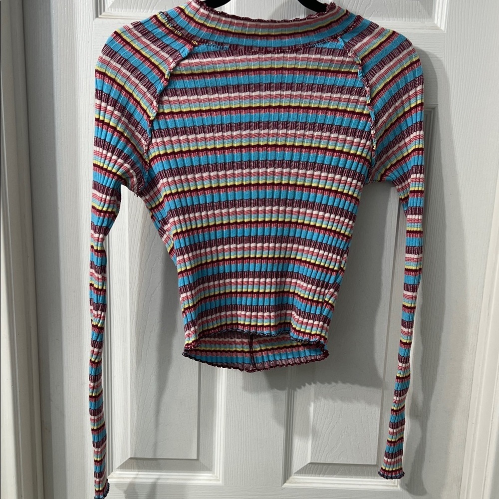 Free People Striped Ribbed Long Sleeve Top Multicolor – NWOT – Size S